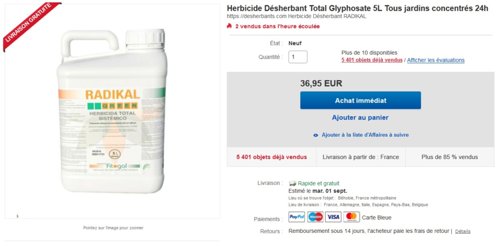 Herbicide désherbant Total Glyphosate 5l – Test et avis